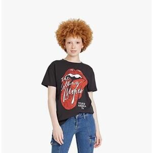 The Rolling Stones Women's T-Shirt Tour Of America 1978 Graphic Black Music XL